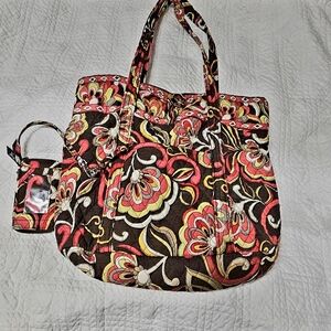 Vera Bradley 2008 Puccini Bag & Never Used Wristlet ID Zip Around Card Slots
